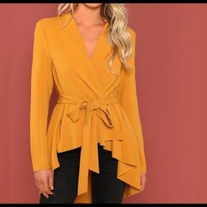Asymmetrical Hem Belted Coat